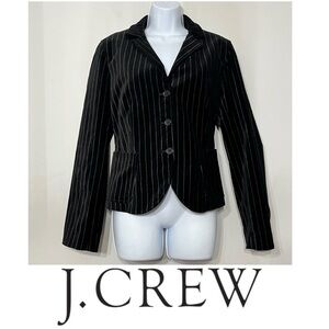 J. Crew Velvet Blazer Black Stripe Y2K 3 Button‎ Notch Lapel Women’s 10 Goth